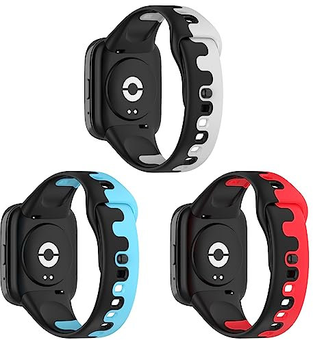 RuenTech Kompatibel für Redmi Watch 3 Lite Armband, Ersatz weiches Silikonarmband für Redmi Watch 3 Active Smartwatch Zubehör (3er Pack A)