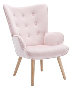 Vente-unique - Fauteuil en Velours Rose VATELY - Scandinave
