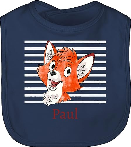 Geschenk mit Namen personalisiert by Shirtracer - Baby Lätzchen - Süßer Fuchs - Jungen Geschenk Fox