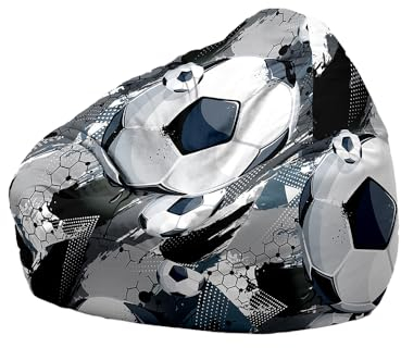 Highdi Fußball Sitzsack für Kinder Erwachsene Outdoor Indoor Sitzkissen Weicher Sofabettbezug Ohne Füllung Gartenkissen Bodenkissen für Wohnzimmer Gaming (90x110cm,Graffiti)