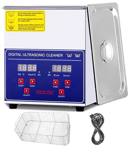 2L-30L Ultrasonic Jewelry Cleaner,40khz Professional Stainless Steel Ultrasonic Jewelry Cleaner Machine W/Digital Timer(0-30mins) & Heater(20-80℃),for Parts,Glasses,Jewelry,Denture,Coins,2L