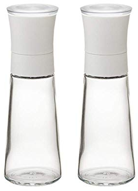 Macinapepe Set macina sale e pepe Macina sale e pepe con corpo in vetro Saliera e pepiera, Nero e (Bianco)