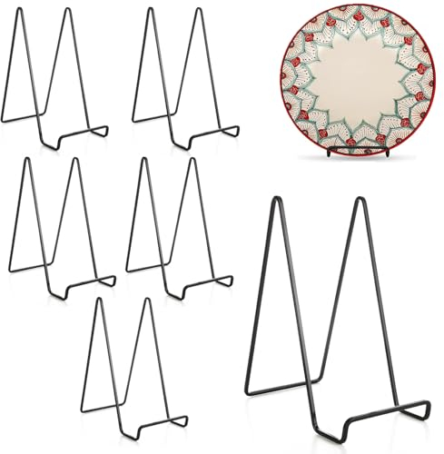 MEIDIV 6 pack Plate Stand for Display 8 inch, Large Plates Holder Easel Display Stands, Book Stands, Black Iron Easel Stand for Picture, Plate, Book, Photo, Artwork Display