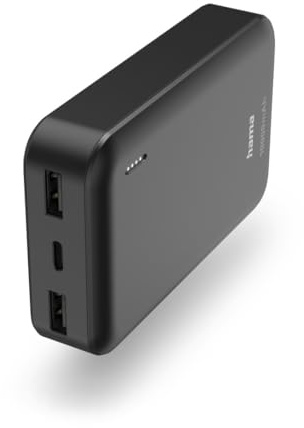 Hama Power Pack 10000 mAh, externer Akku mit 2X USB A, LED-Anzeige, klein | Tragbares Ladegerät anthrazit, Powerpack zertifiziert, Akku Pack Handy Zubehör, Tablet, Bluetooth Box etc.