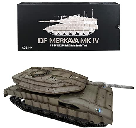 BAUBAUPLAY 1:16 Kampfpanzer Modellbau, 2.4G Israel Merkava IV Militär Mit Raucheffekten, Spielzeug Modellbausatz für Militärfans und Erwachsene (Basisversion)