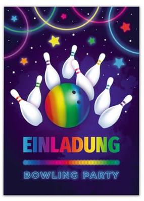 Junaversum 12 Einladungskarten zum Kindergeburtstag Bowling Kegeln Jungen Mädchen Einladungen für Kinder Geburtstag