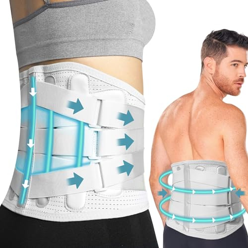 SUPLYMAR Faja Lumbar Hombre y Mujer con Soporte de Aluminio y Placa de Apoyo para la Cintura. Faja Lumbar con Doble Ajuste y Presión Abdominal, Alivia la Ciática y el Dolor de Espalda. (XX-Large)