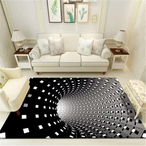 LKTRUK 200X250Cm Schwarz Babyzimmer Schlafzimmer Rechteckiger Teppich Wohnzimmer Innendekoration Schmutzabweisend 6Ft 6.7''X8Ft 2.4''