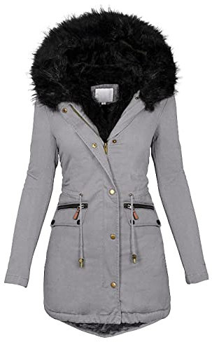 Vestes matelassées pour femmes Grande taille | Manteaux longs rembourrés pour femmes UK Manteau d'hiver à col à revers Trench Coat à manches longues Parka Manteau épais Veste de ski à capuche Veste