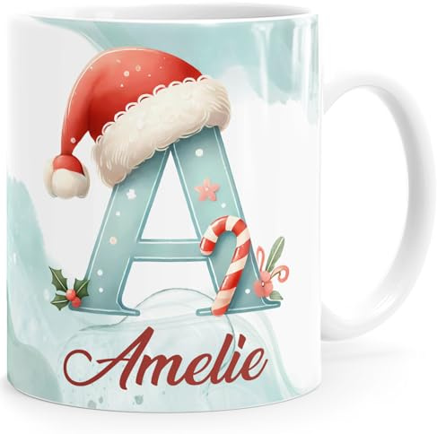 SpecialMe® Kinder-Tasse Weihnachten personalisiert Monogramm Name Weihnachtsmotiv Keramikbecher Weiss standard