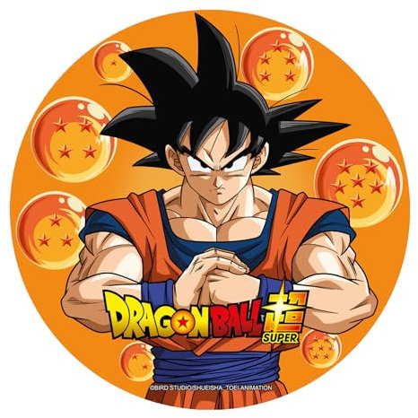 Dekora, Dragon Ball Edible Cake Topper, Son Gokū Decoration for Children's Birthday Cake, Round Wafer Disc 20 CM