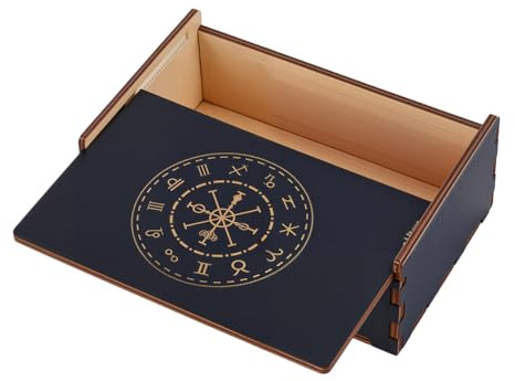 UNICRAFTALE Caja de cartas de tarot, caja de almacenamiento de cartas de tarot, caja de almacenamiento de constelación impresa con soporte de tarot, caja de joyería de madera para dados, piedras de
