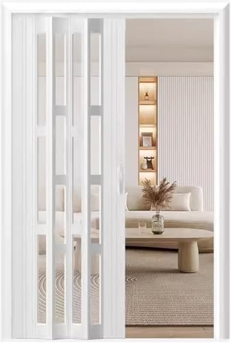 GLFNB Portes de Placard Pliantes, Porte de Douche accordéon avec Cadre, Porte de confidentialité Pliante Transparente givrée, Portes coulissantes de séparation de pièce pour Porte de Cuisine, mais