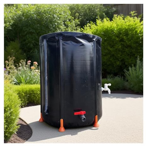 HOFUNTRE Barile for Pioggia Pieghevole，Barile for Raccoglitore d'Acqua da Giardino，Realizzato in Tessuto Resistente allo Strappo E alla Compressione for Un Uso A Lungo Termine(Black,200L)