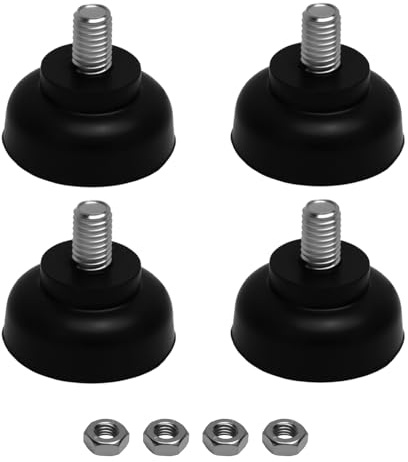 APOMOONS Gummibuffert M8, 4 stycken gummifötter skruvbara, justerbara fötter M8 med muttrar, reptålig och halkfri, stötdämpande buffert, för möbler, bord, stolar, soffor