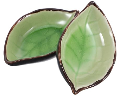 Yardenfun Lot De 2 Repose-cuillères en Céramique Verte Clair De Feuille, Support Compact pour Cuillères De Service, Porte-cuillère Pratique pour Plan De Travail, Cuisine Moderne Et Campagnes