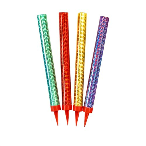 4 Bougies Fontaines à Gâteau d'Anniversaire - Hauteur de 12 cm - Durée de 60 secondes - Convient pour gâteaux et bouteilles de champagne.Catégorie F1