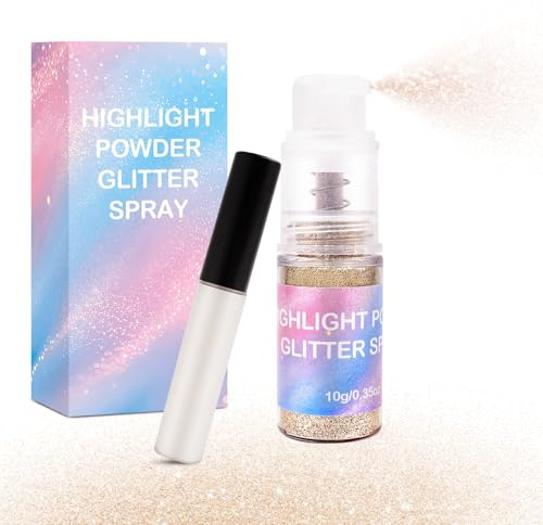 JJKOL Champán Purpurina Cuerpo y Pelo, Glitter Spray Corporal, Polvo de Hadas Rostro y Ropa, Polvo Brillante Iluminador de Maquillaje, Purpurina Maquillaje para Carnaval Festival Cosplay