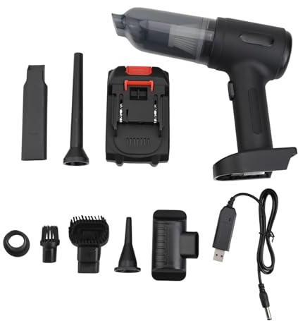 Gettimore Aspirateur de voiture sans fil avec puissant moteur sans balais, design ABS léger rechargeable, plusieurs buses pour un nettoyage efficace de l'intérieur du véhicule, blanc noir