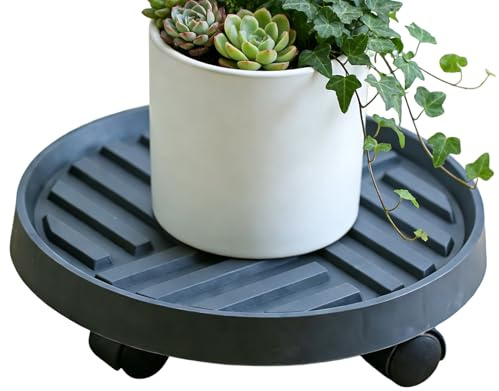 Rodillo para Plantas - Bandeja móvil de 12 Pulgadas | Base de Flores ABS: Soporte de Ruedas Resistente con Ruedas para macetas Interiores y Exteriores. Este Robusto le Permite Colocar fácilmente