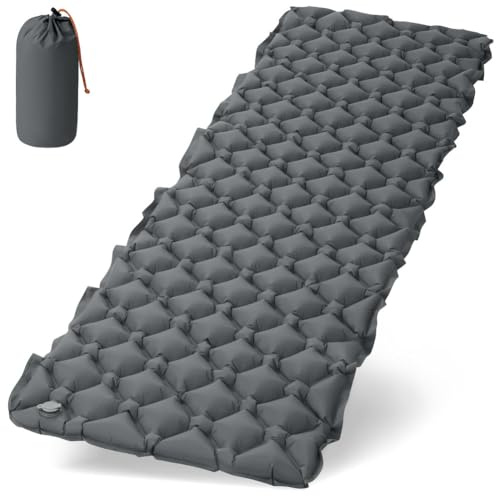AUYAO Colchón Hinchable, 190cmX60cmX5cm Colchón Autoinflable, Colchón Inflable Individual con Almohada, Colchoneta de Dormir para Camping, Viajes, Exteriores, Playa, Verde