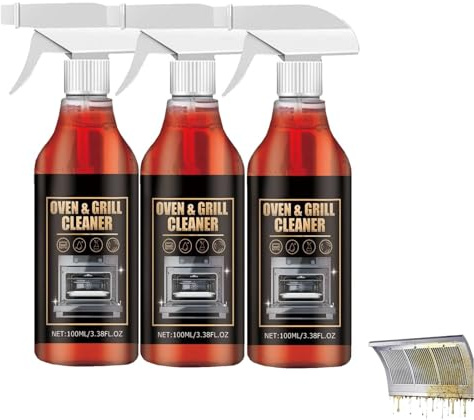 Backofen&Grillreiniger,Backofenreiniger,Ofenreiniger,Grillreiniger,Selbstarbeitender Reiniger und Fettlöser für Backofen,Herdplatte & Grill,Oven & Grill Cleaner,Löst hartnäckige Verkrustungen (3pc)