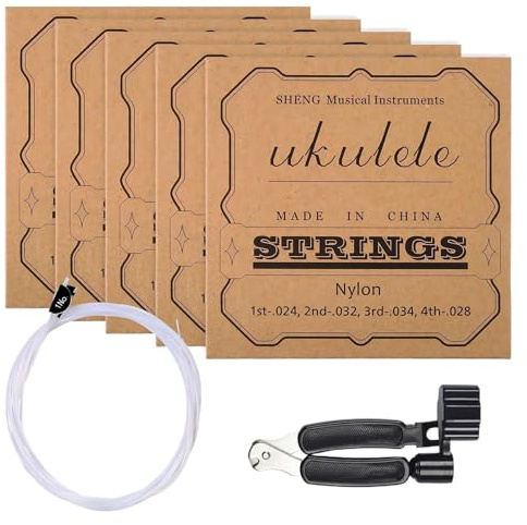 Cuerdas para ukelele - Nailon, 14x10x3cm | Accesorios para guitarra barí, de concierto y tenor | Cuerdas de repuesto duraderas para de 21 a 26 pulgadas, práctica y actuación en casa