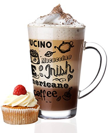 Sendez 6 Latte Macchiato Gläser 300ml mit Kaffee-Aufdruck Kaffeegläser