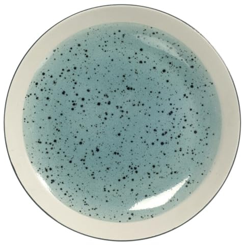 H&H set 6 piatti in stoneware mimosa azzurro piano 26,5