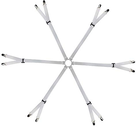 Eopocdor Bettlaken-Klammern, verstellbare Bettlakenriemen, für Full-, Queen-Size-, King-Size- und Twin-Betten jeder Größe (weiß)