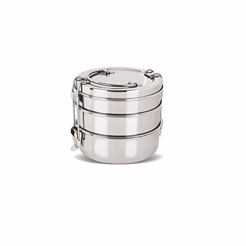 Neelam Stainless Steel Clip Carrier Lunch Box, 3 Containers, 2150 ml; Size 9 x 3