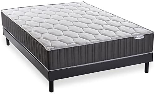Ensemble Matelas mémoire + sommier 90x190 Memo Prestige Hbedding - Mousse Ergo, Mousse HR 35kg et Mousse Effet mémoire de Forme