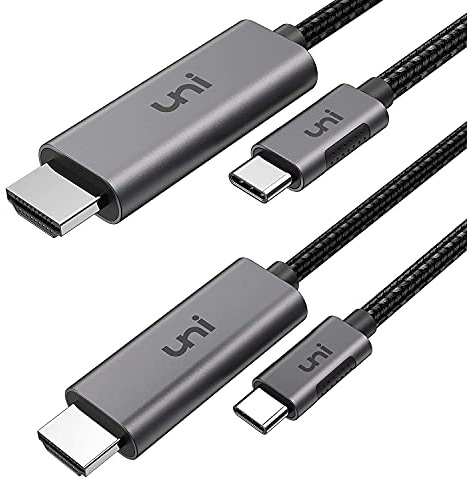 uni USB C auf HDMI Kabel 1,8m [4K@60Hz],Thunderbolt 3/4 kompatibel, Typ-C zu HDMI für iPhone 15 Pro/Pro Max, MacBook iPad Pro/Air, iMac, Surface Book 2, Samsung S23, Pixelbook usw. - 2Pcs