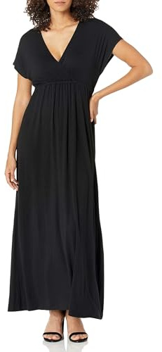 Amazon Essentials Vestido Entallado Largo (Talla Grande Disponible) Mujer, Negro, L