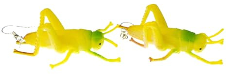 Miniblings Heuschrecke Ohrringe Grashüpfer Halloween Insekt gelb - Handmade Modeschmuck I Ohrhänger Ohrschmuck versilbert