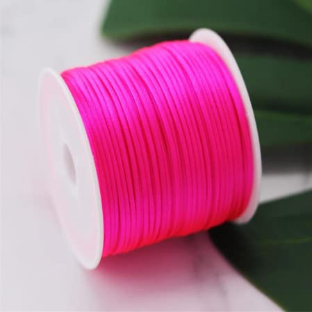 1Mm Neon Pink Nylon Satin Seide Knoten Schnur Rattail Faden Halskette Makramee Schnur Schmuckzubehör Perlenseil