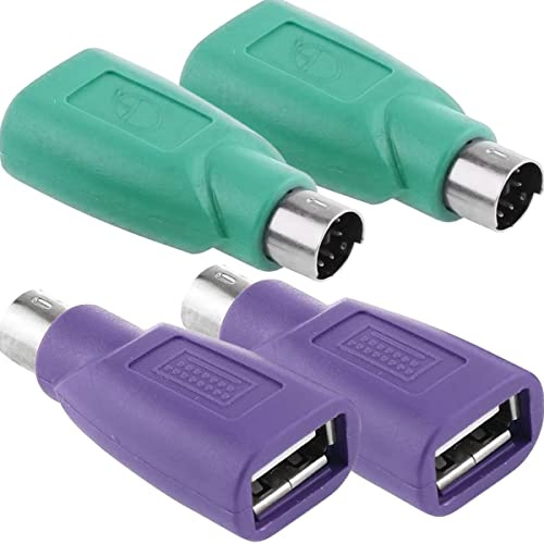 Xiatiaosann PS/2 auf USB Adapter – 4 Stück Tastatur- und Mausadapter