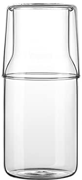 RESOYE Clear Drinking Glasses Set, Bedside Night Water Carafe with Tumbler Glass, Clear Glass Cups for Water and Cocktails, Use Cup As Lid, 550ml