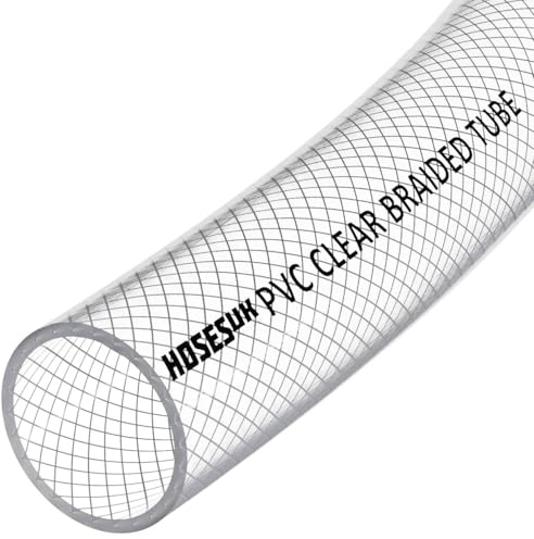 Tubo de plástico flexible para aire, agua, aceite, gas, alimentos, de PVC transparente, reforzado, trenzado, diámetro interno de 25 mm, 5 metros
