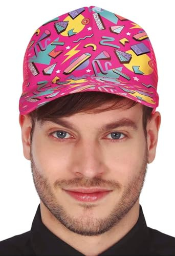 Fiestas Guirca - Mütze im Stil der 80er Jahre, Rosa, für Erwachsene, Kostüm-Zubehör – Cosplay für – Thema: