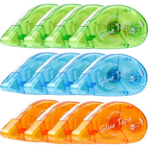 EOGRFW 12 Stück Kleberoller,Doppelseitiges Kleberoller,8mX8mm Transparentes Kleberoller Permanent Adhesive Tape,Doppelseitiges Klebeband Roller Für Scrapbook fotos Kartenherstellung Schule Büro