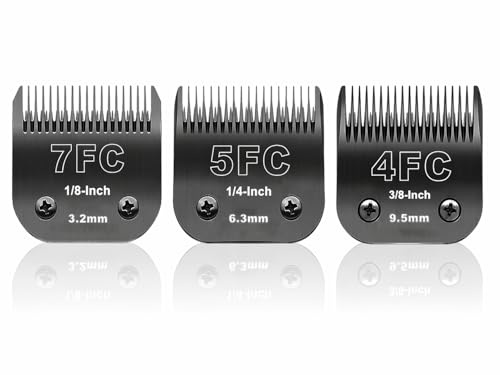 BESTBOMG Ersatzmesser für Hundepflege 7FC+5FC+4FC, kompatibel mit Heiniger/Moser Max45/Andis/Oster A5/Wahl km10 Serie Schermaschine für Hunde, Schnittlänge,3 Einheiten,Schwarz