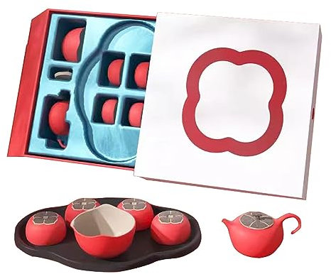 BBAUER teiera marocchina teiera giapponese Set da tè in ceramica Kung Fu, set da tè in stile cinese Ruyi cachi