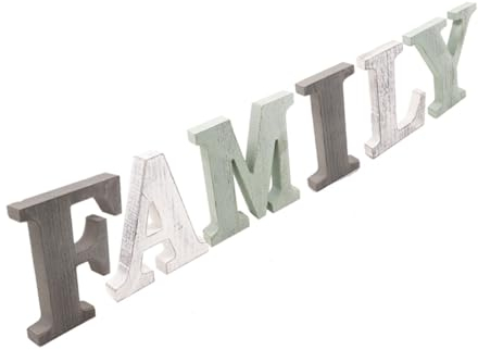 DECHOUS Rustikales Family Holz-Schild Dekoratives Hängendes Holzschild Für Wand Und Tisch Grüne Familien-Ornamente Für Hausdekoration Geeignet Für Wohnzimmer Hotel Bar Jubiläumsgeschenke