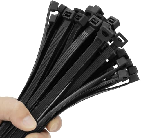 XINGO 100 Stück Lang Kabelbinder Schwarz, 450mm x 9mm Breit, 114KGS Zugfestigkeit, UV Beständig lang Set, Großer Kabelbinder für Kabelmanagement