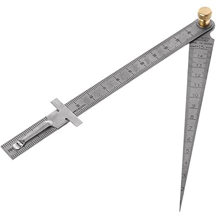 Spessimetro 2 in 1 in acciaio inox con cono in acciaio inox saldatura tasto tasto gage Profondità righello GAP ISPECTION ISPEZIONE 1-15MM METRICA