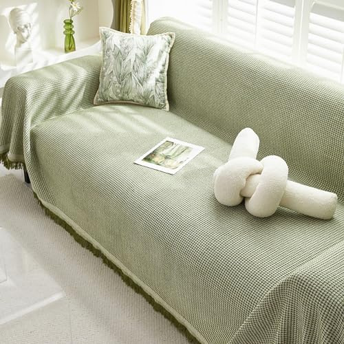 FANSU Sofabezug L Form 1 2 3 4 Sitzer, Elegant Sofaüberwurf Decke Ecksofa Universelle rutschfeste Couch Bezug Sofaschoner Sofa Decken Couch Überwürf Einteiliger Sofabezug (Grün,180 * 340cm)