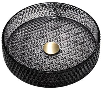 Lavabo Rotondo In Vetro Lavabo, Lavabo Bagno, Bianco Lucido, Senza Troppopieno, Dimensioni 405 X 405 Mm (senza Rubinetto) (Nero)