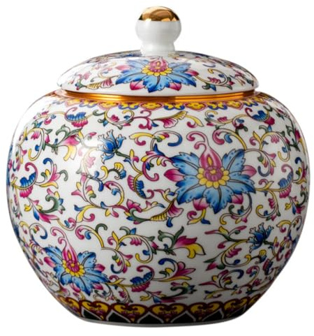 Kichvoe Ceramic Tea Jar Airtight Sealing Container 5.70Oz Small Porcelain Canister for Loose Tea Storage Candy Snacks and Decorative Kitchen Use
