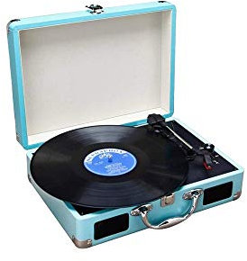 Giradischi Vintage, Giradischi Giradischi in Vinile Giradischi a 3 velocità con Altoparlante Stereo Giradischi Portatile con Trasmissione a Cinghia Valigia Grammofono